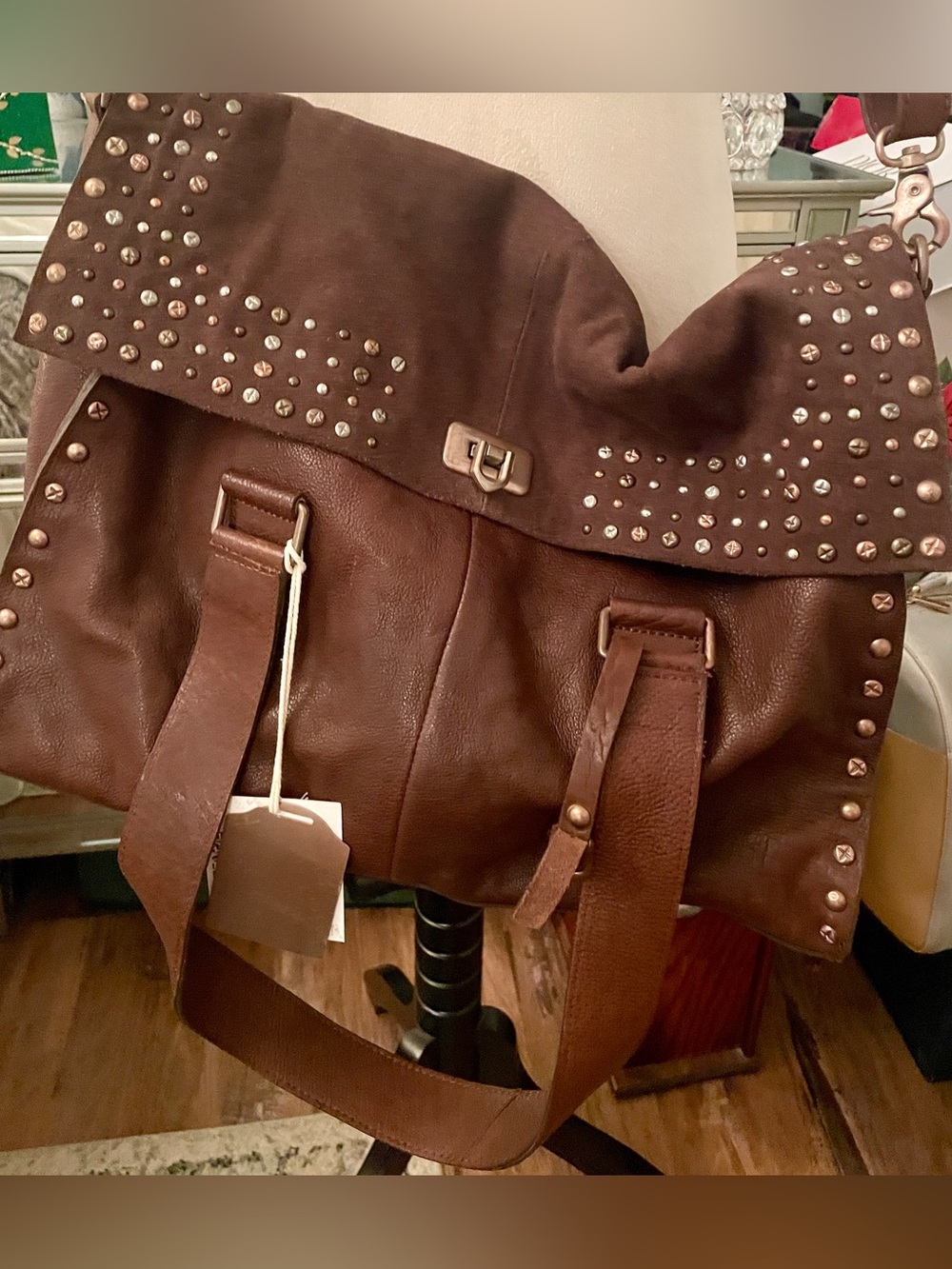 We The Free Shay Stud Tote. Genuine Leather and Suede. Like New! - Picture 9 of 11